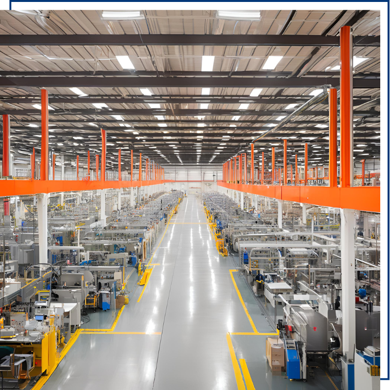 Large manufacturing facility with multiple electrical components.